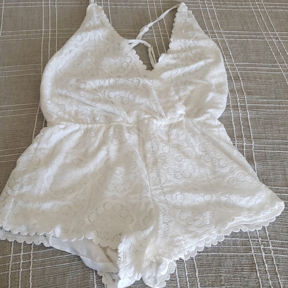 Cotton Candy Pants - Cotton Candy white lace shorts romper